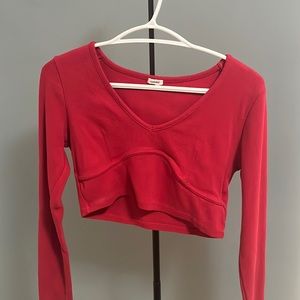 Red crop top long sleeves